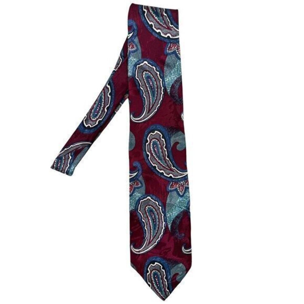 Boston Traders Mens Necktie‎ Designer 100% Silk. USA Business Burgundy Blue